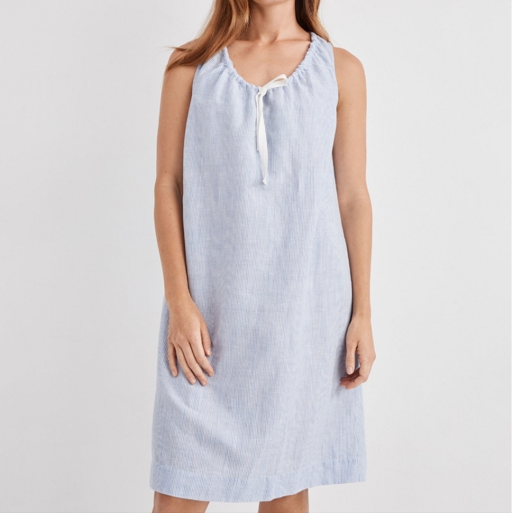 Haven Well Within Linen Blend Light Blue Striped Sleeveless Sun Sleep Dress XL